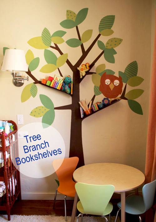 Baby Nursery DIY Tree Branch Bookshelf {Pepper Design} The Inspired Room