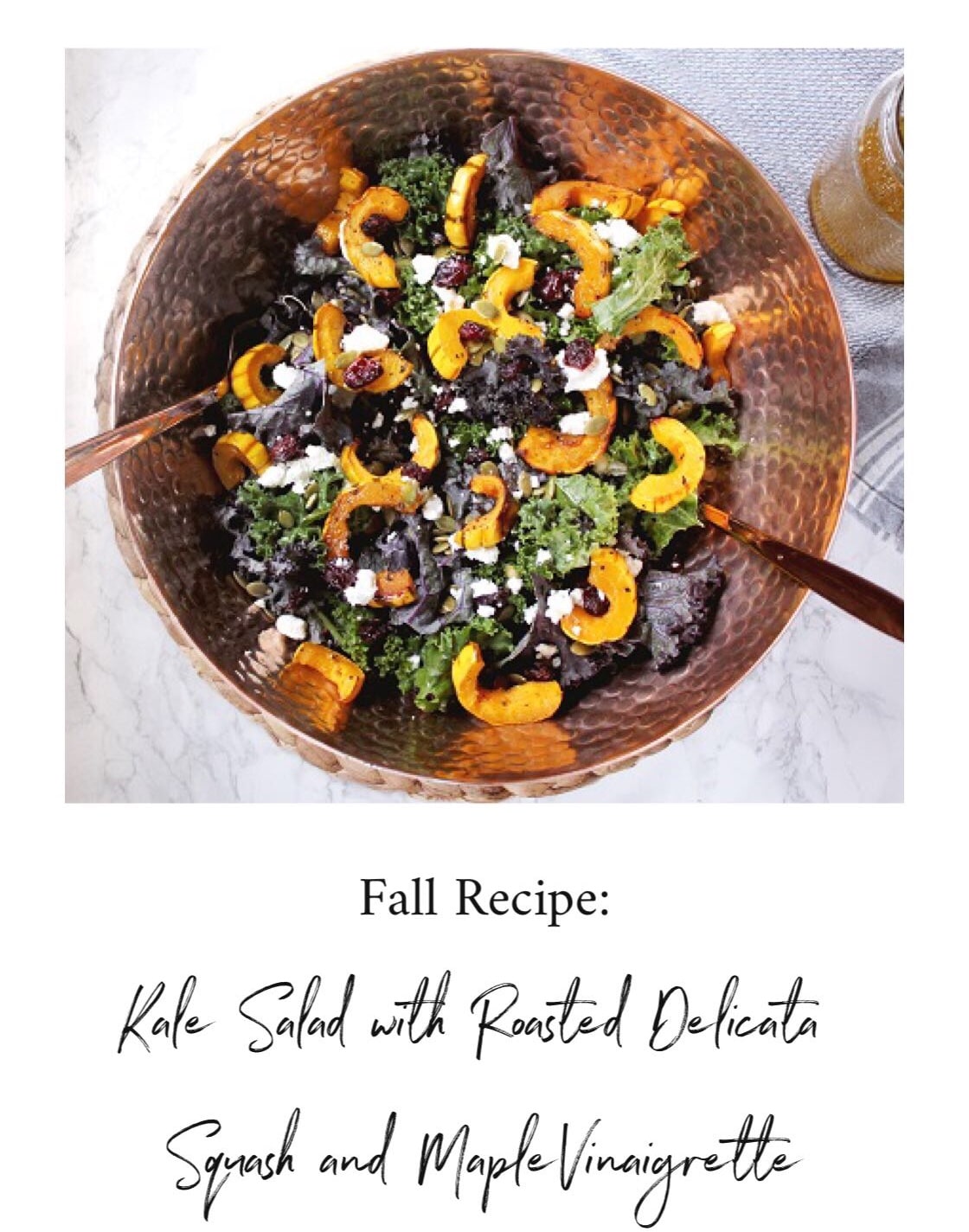 Fall Recipe Kale Salad with Roasted Delicata Squash & Maple