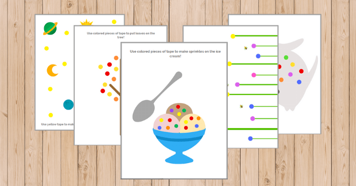 Free Fine Motor Skills Worksheets: Tape Collages
