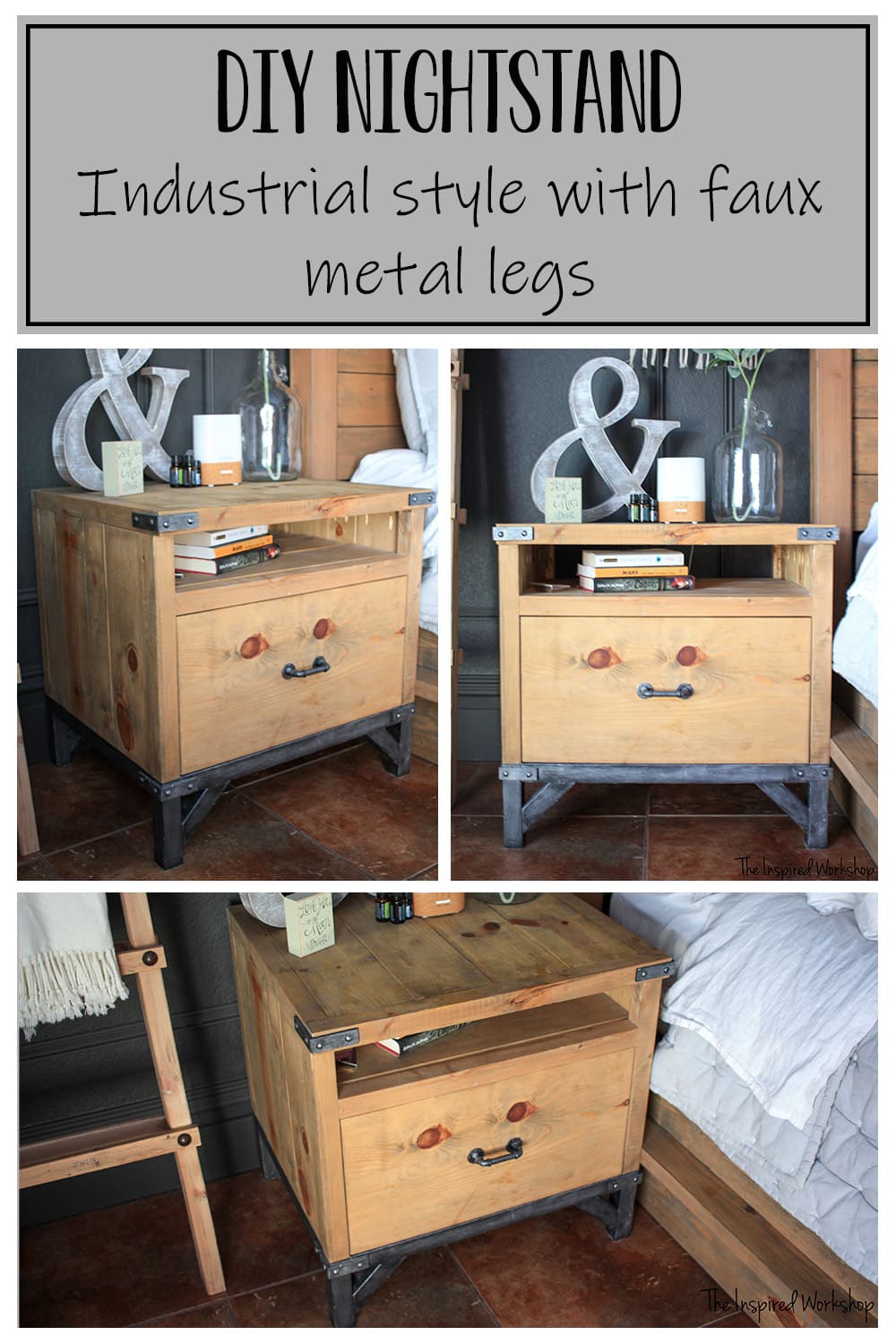 DIY Industrial Nightstand The Inspired