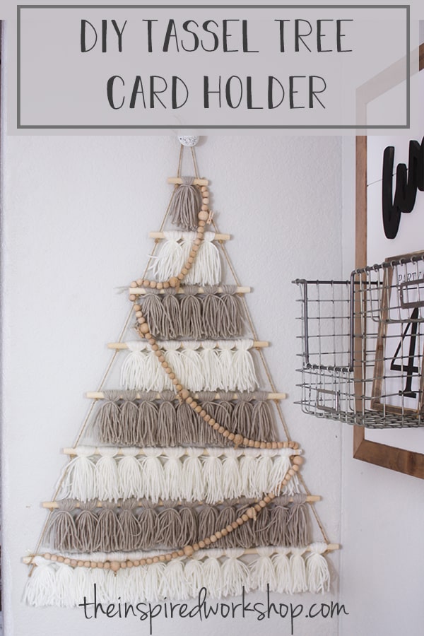 DIY Tassel Tree Christmas Card Holder The Inspired