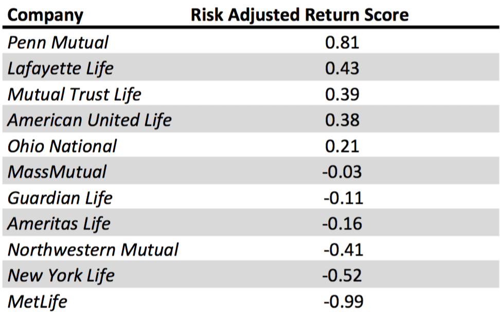 Whole Life Insurance Company Risk Adjusted Rate of Return