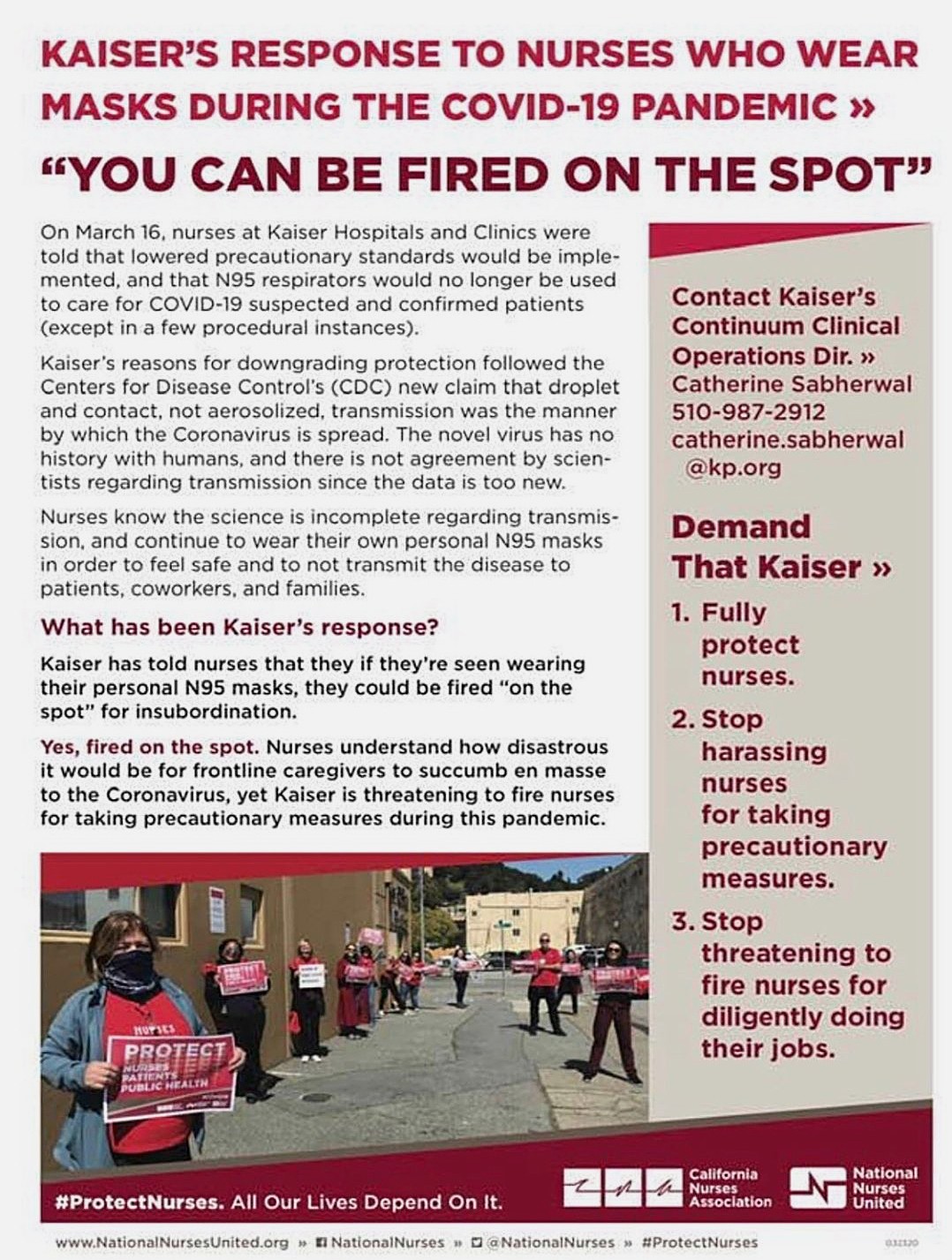 Kaiser Threatened to Fire Nurses for Wearing Their Own Masks