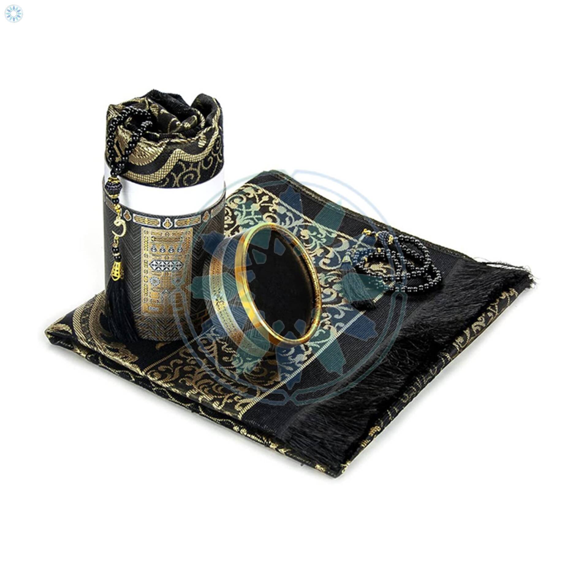 Essentials › Prayer Mats › Prayer Mat and Tasbih in Kabba Design