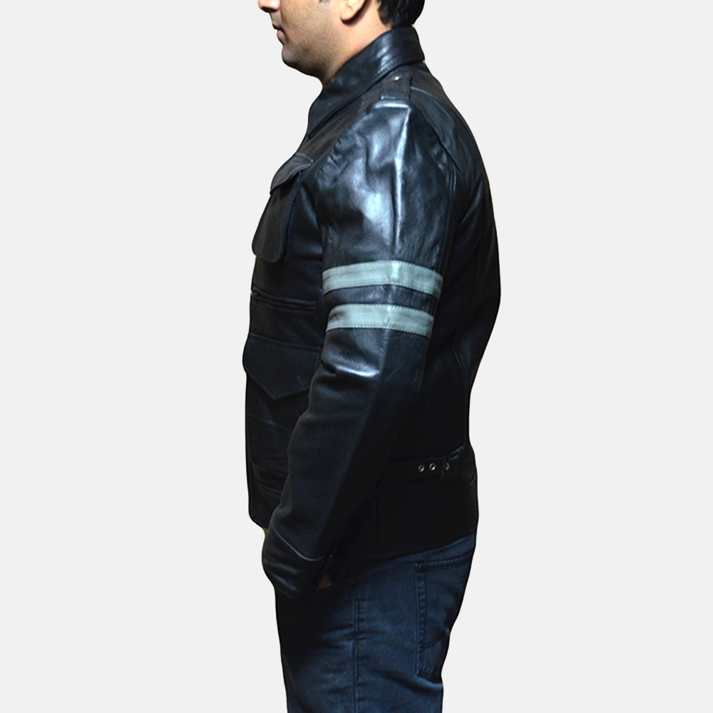 Mens Armstrong Black Leather Biker Jacket