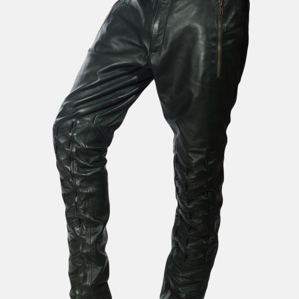 Mens Green Leather Pants