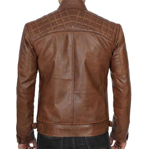 Chocolate Brown Cafe Racer Leather Jacket
