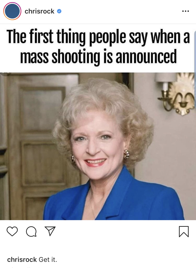 Chris Rock Posts Betty White Meme About Mass Shootings, Garners Mixed