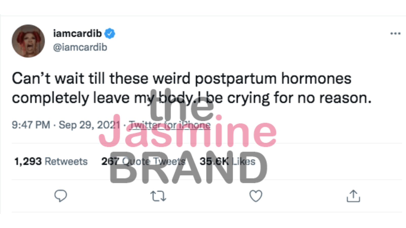 Cardi B Says She's Been 'Crying for No Reason' & Dealing With 'Weird