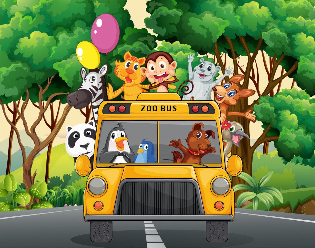 Animals Riding on a Zoo Bus jigsaw puzzle in Animals puzzles on