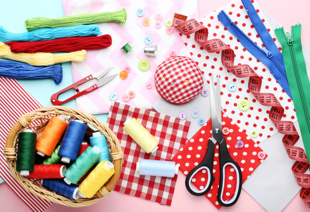 Colored Threads and Sewing Accessories jigsaw puzzle in Handmade