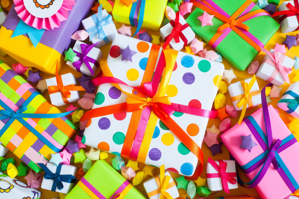 Gift Boxes with Colorful Ribbons jigsaw puzzle in Puzzle of the Day