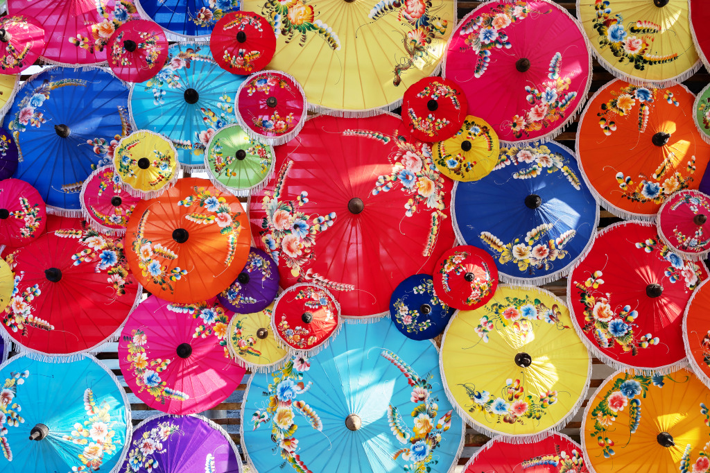 Colorful Paper Umbrellas jigsaw puzzle in Puzzle of the Day puzzles on