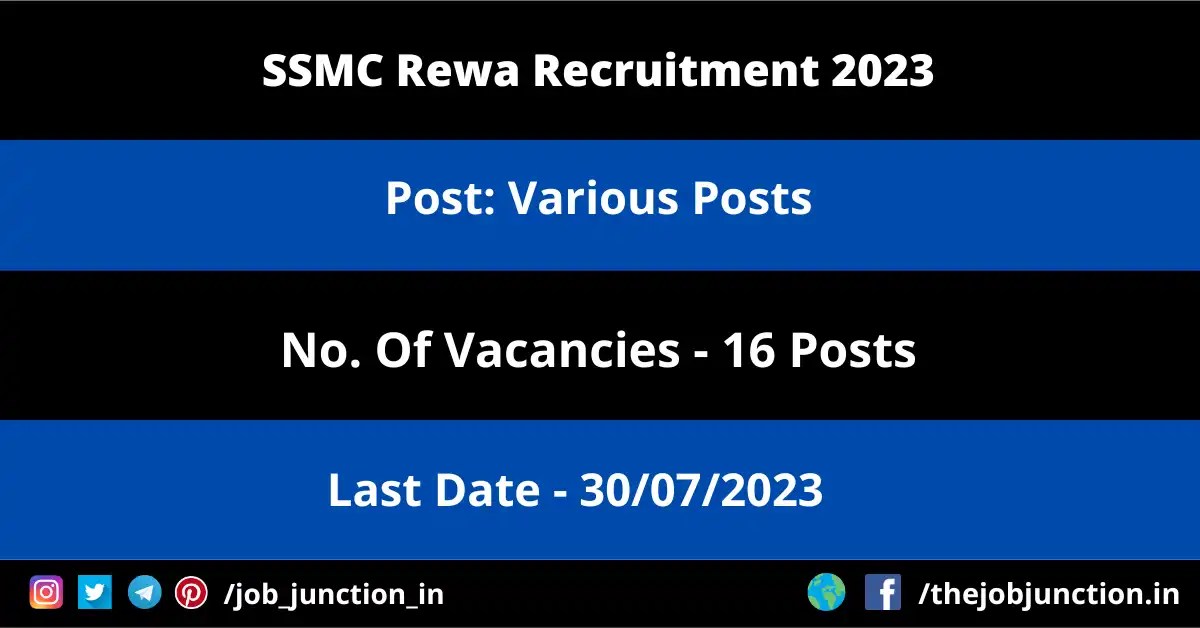SSMC Rewa Recruitment 2023 JOB JUNCTION