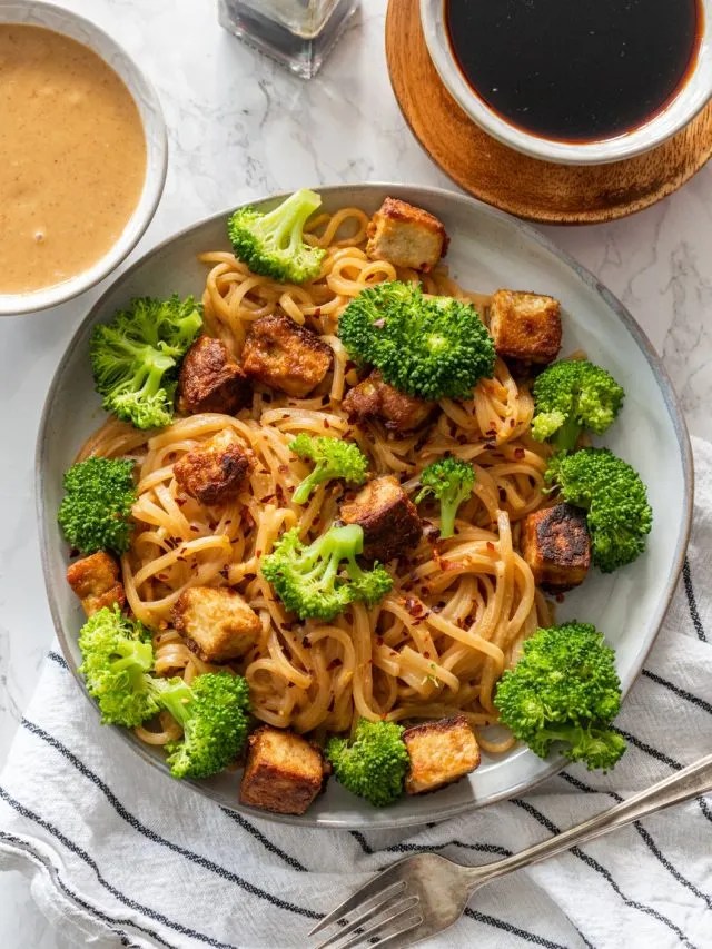 Easy Spicy Peanut Butter Noodles with Crispy Tofu The June Table
