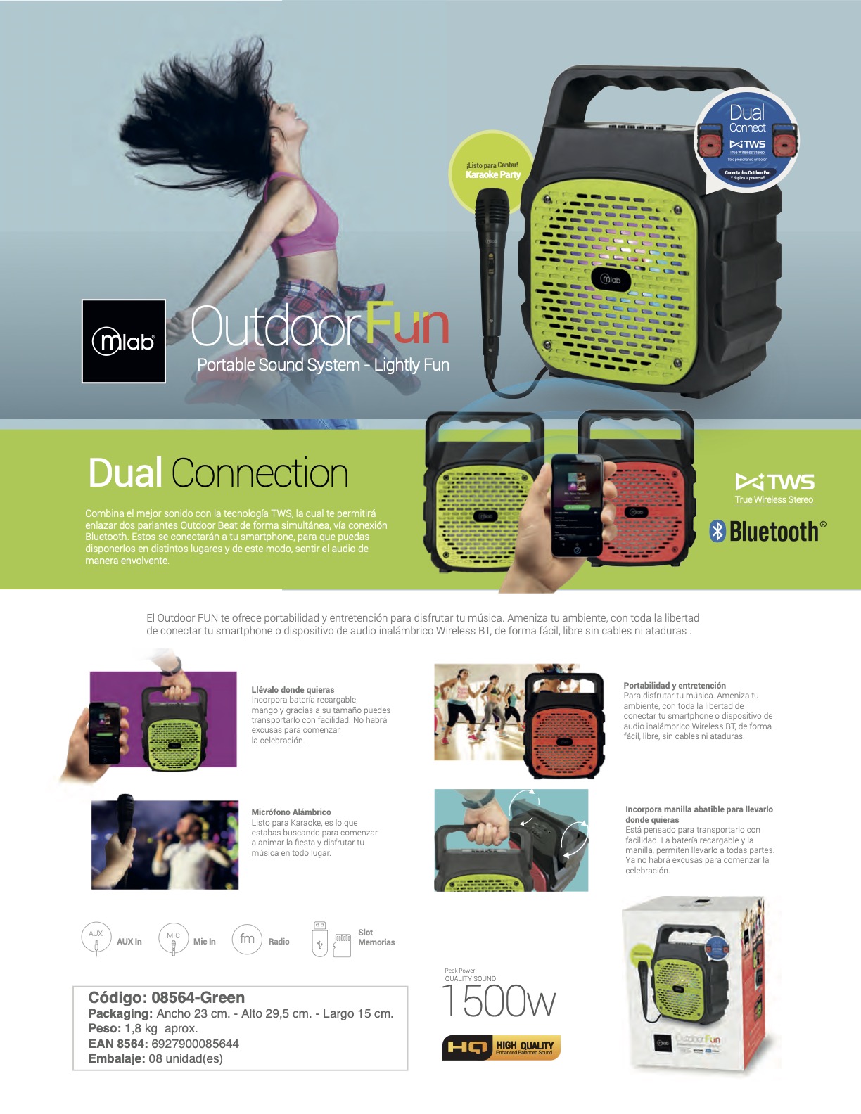 MLAB Karaoke Suitcase Outdoor Foldable Mic Bt Black