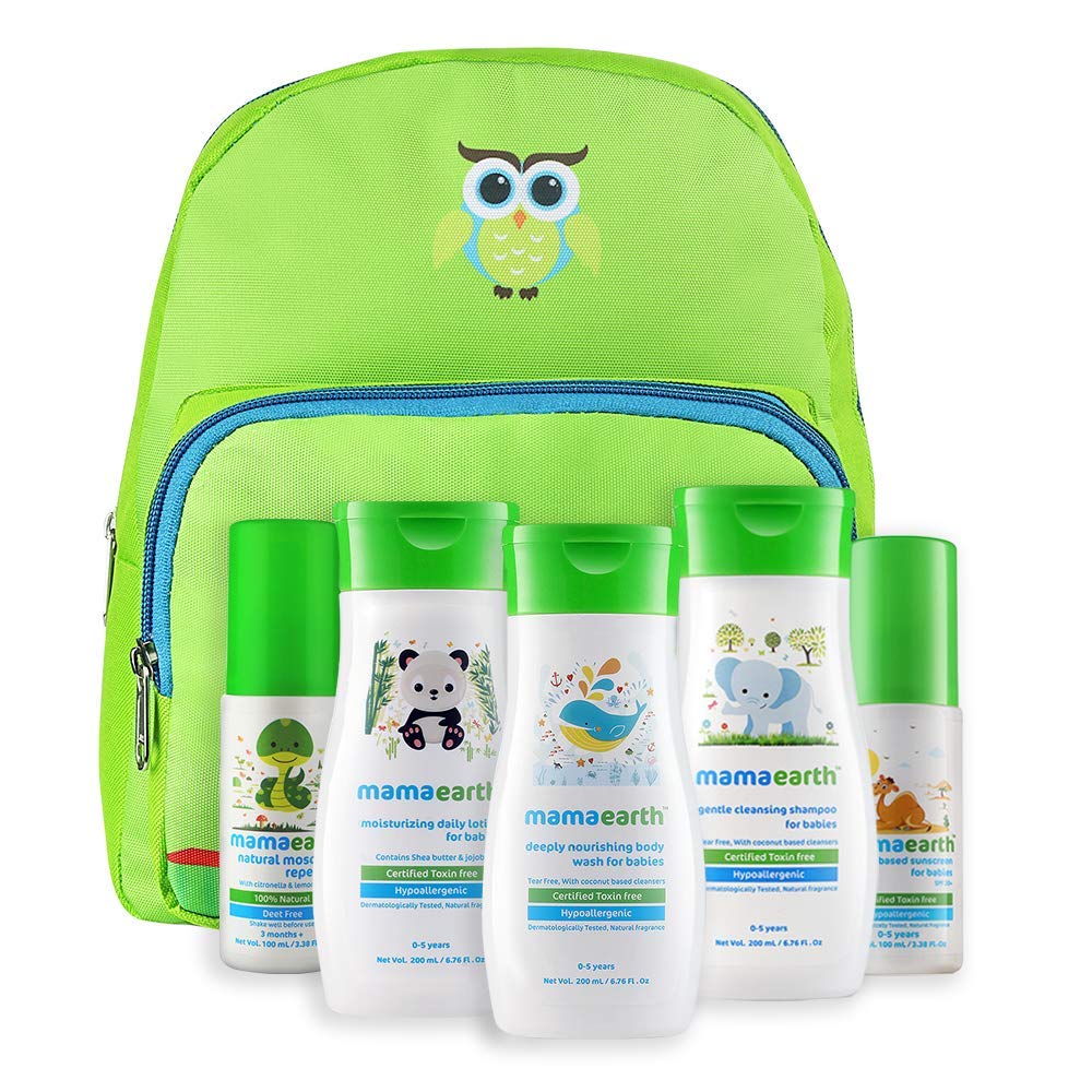 Mamaearth Baby Care Kit with Bag Pack of 5 Green Thekidstore.in