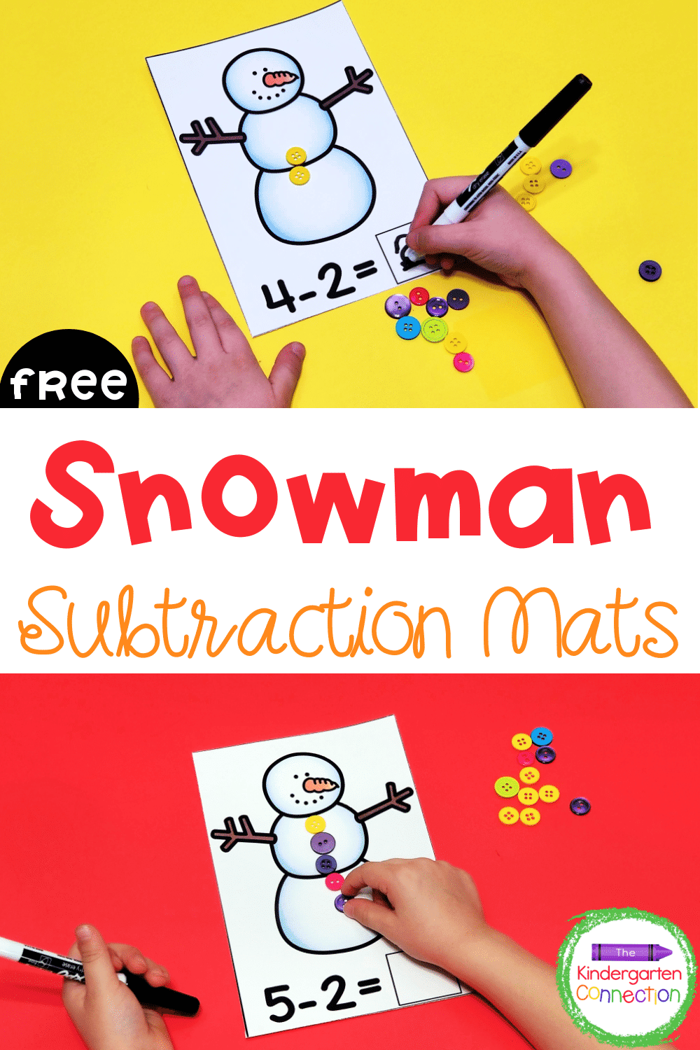 Snowman Subtraction Mats The Kindergarten Connection