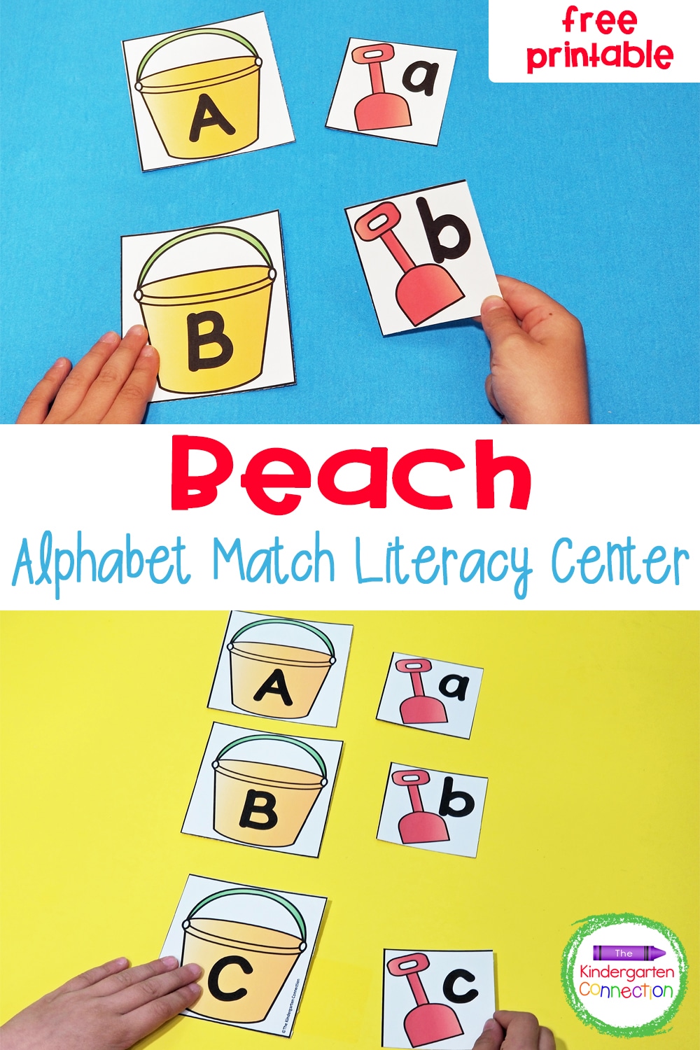 FREE Sand Pail and Shovel Alphabet Match for Kindergarten