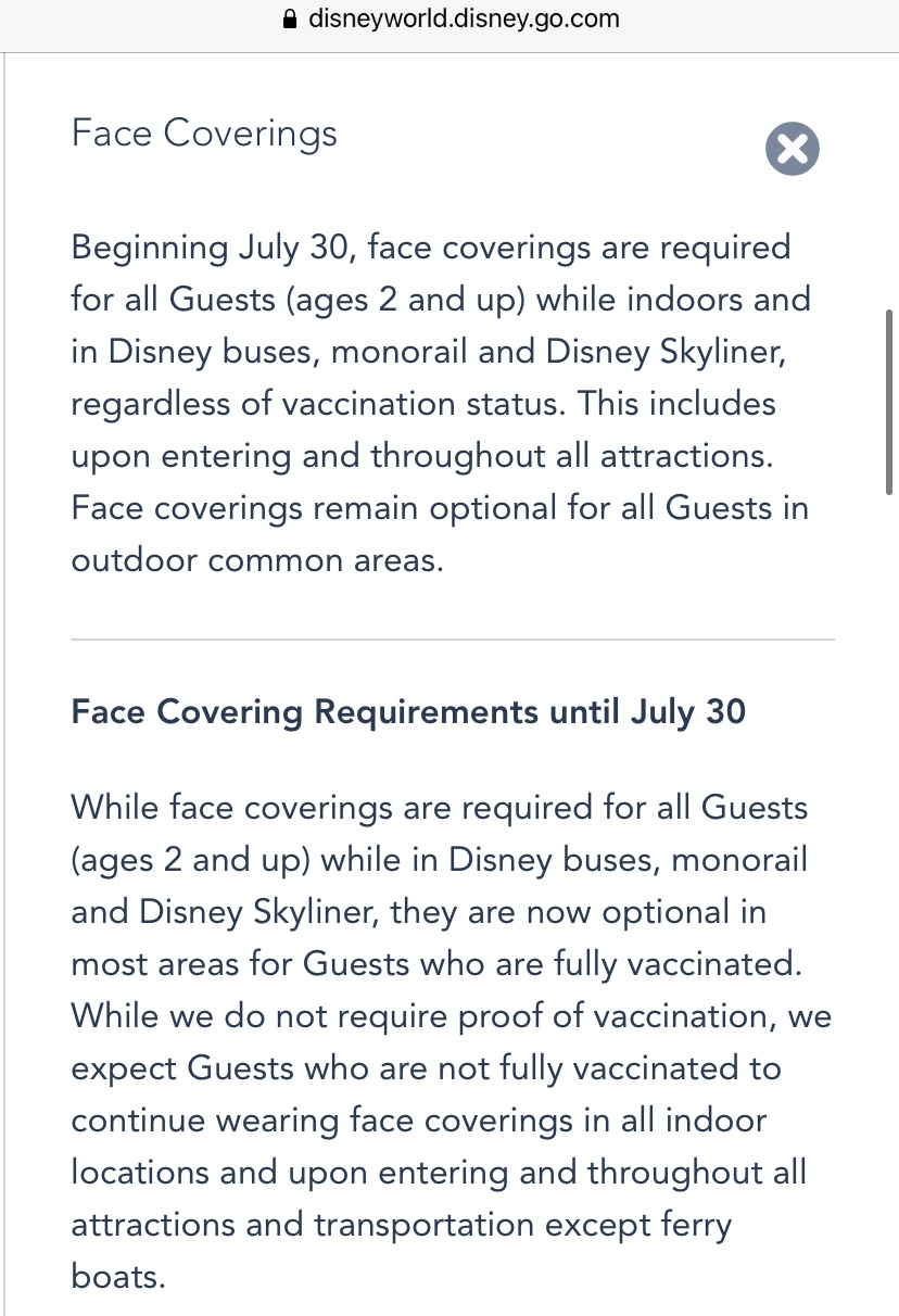 Face Masks Required Indoors at Walt Disney World and Disneyland