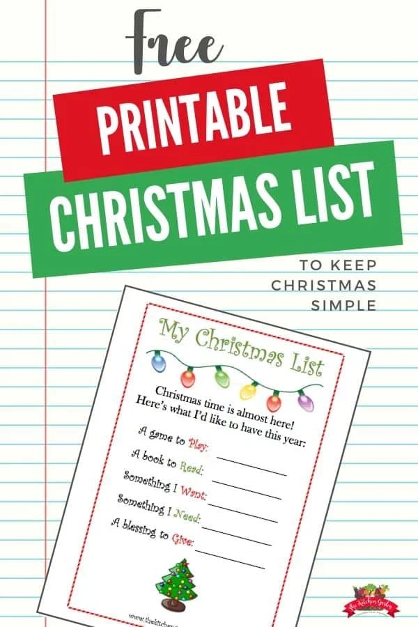 Free Printable Christmas List The Kitchen Garten