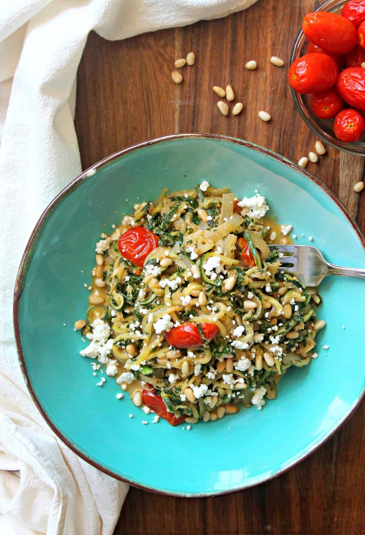 Zucchini Pasta with Kale, Onion and Goat Cheese The Kitchen Prep Blog