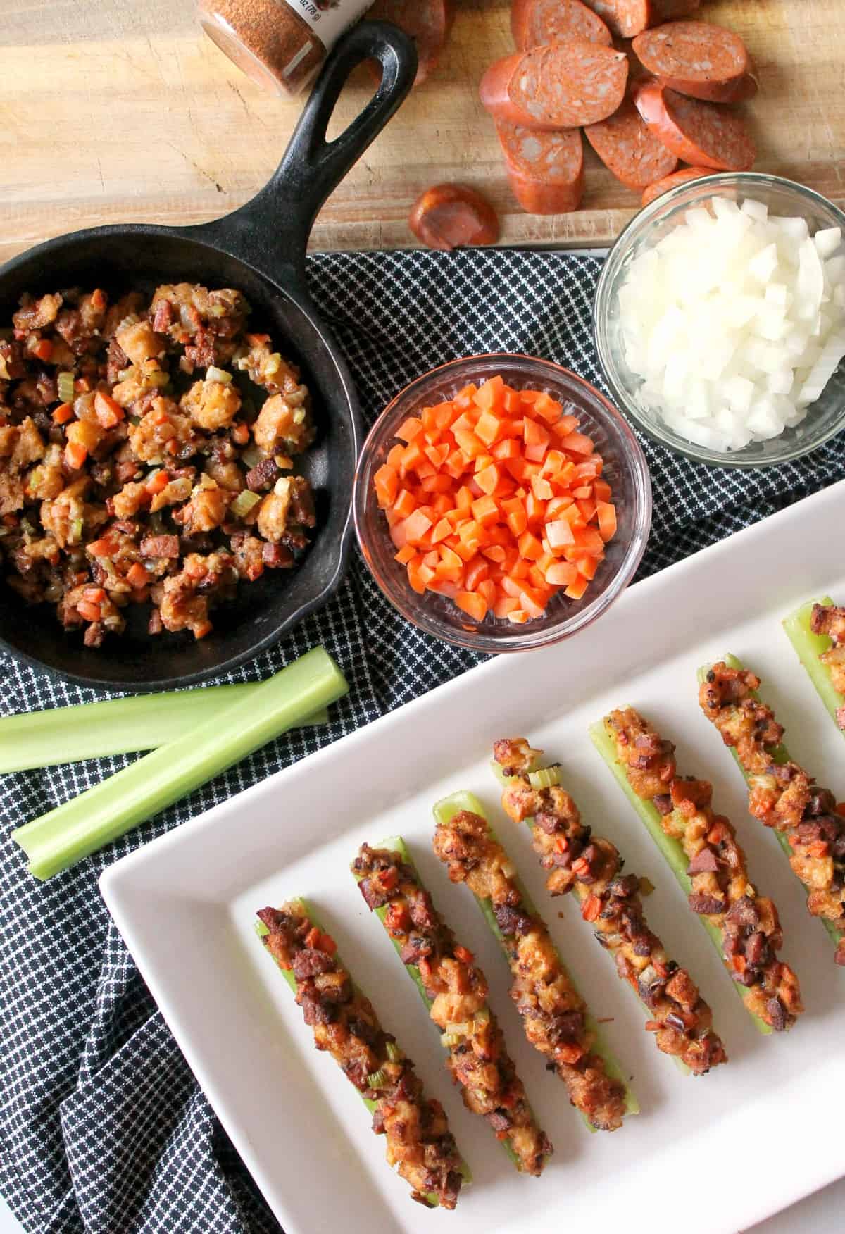 Roasted Celery Boats with Cajun Stuffing