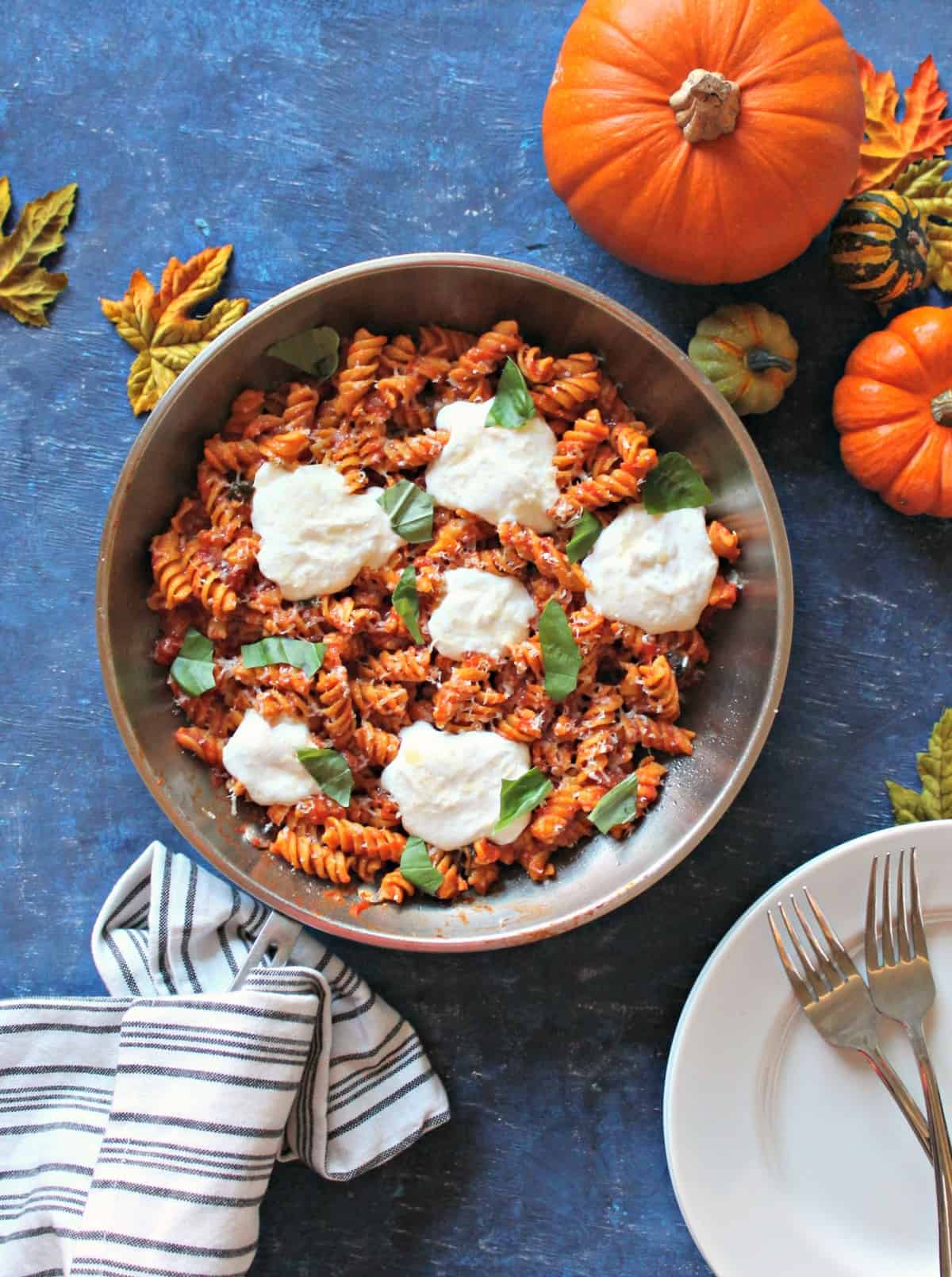 Easy Pumpkin Marinara Pasta with Whipped Cottage Cheese "Ricotta"