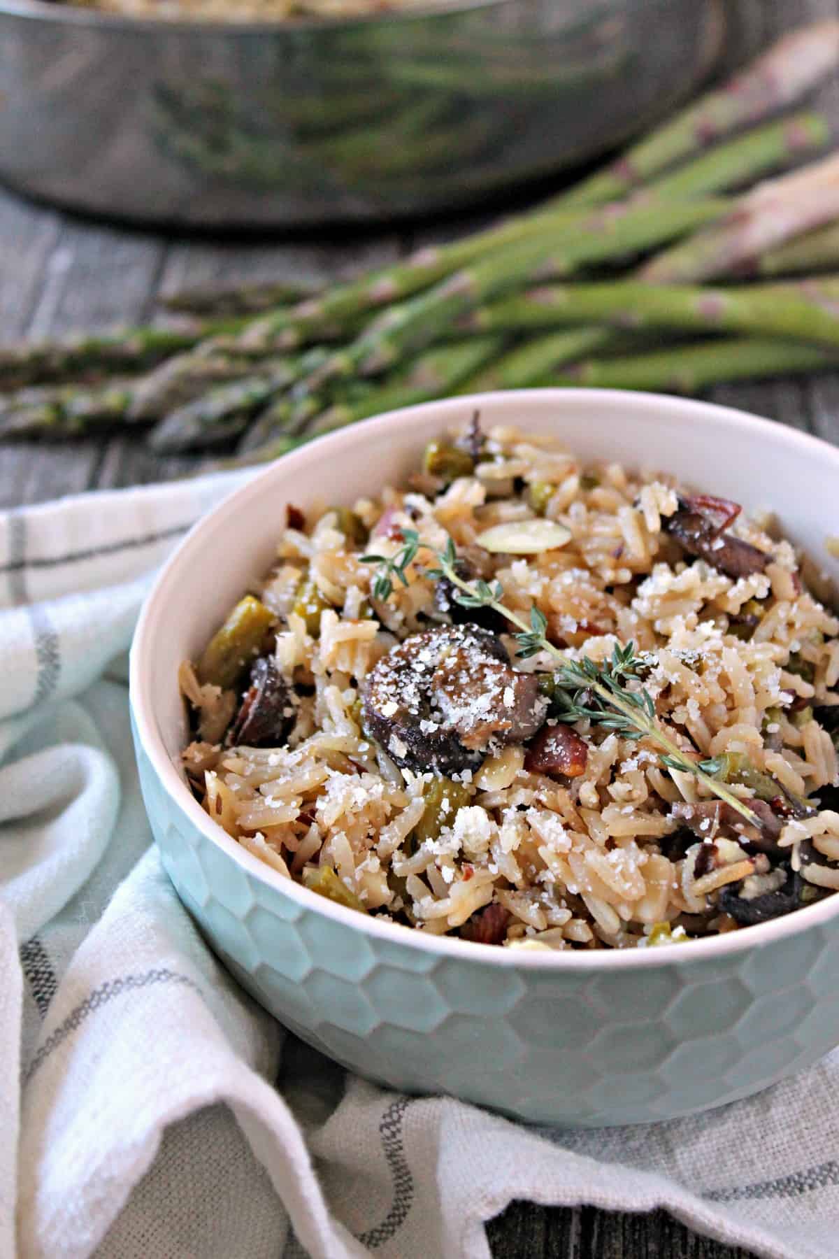 Baked Parmesan, Asparagus & Mushroom Rice Pilaf