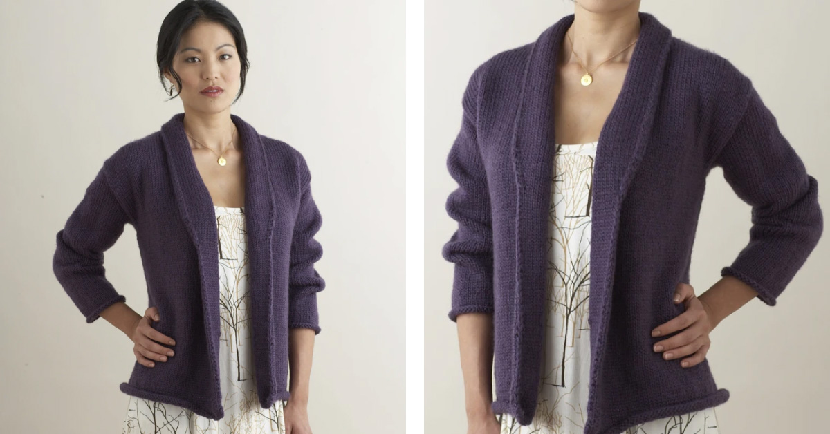 ShawlCollared Knit Cardigan [FREE Knitting Pattern]