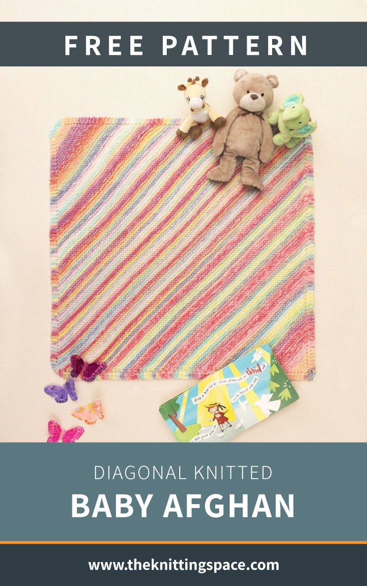 Diagonal Knitted Baby Afghan [FREE Knitting Pattern]