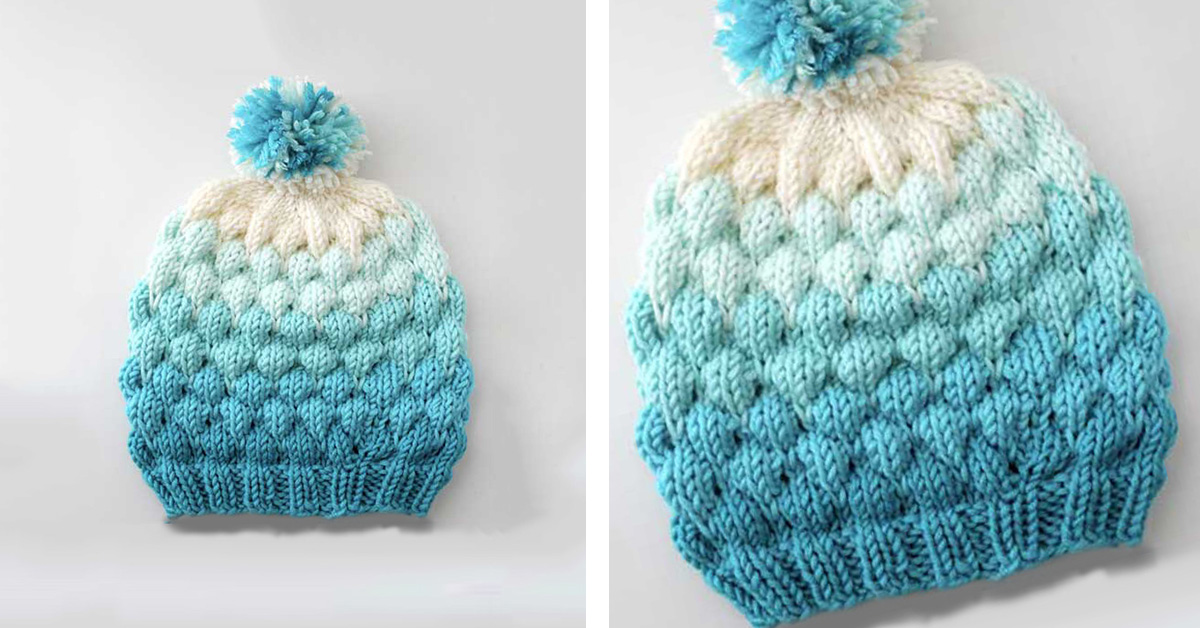 Bubble Knitted Beanie Hat [FREE Knitting Pattern]