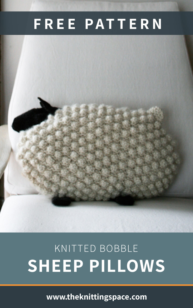Knitted Bobble Sheep Pillows [FREE Knitting Pattern]