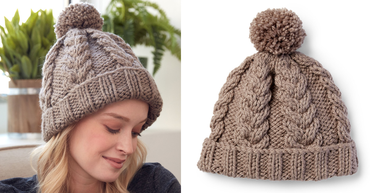 Comfortable Knitted Cable Hat [FREE Knitting Pattern]