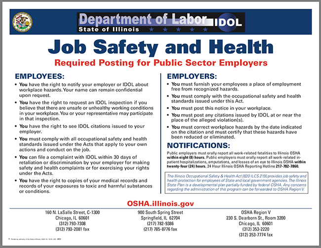 Illinois employers must provide health, safety, and labor law