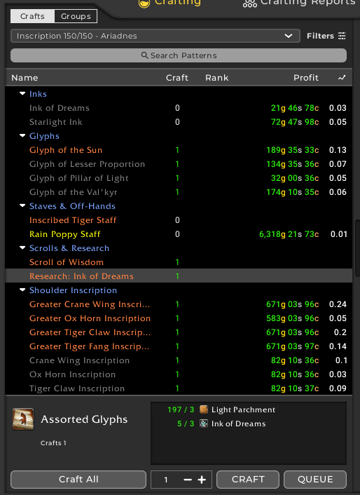 Old world gold making MoP Inscription shoulder enchants The Lazy