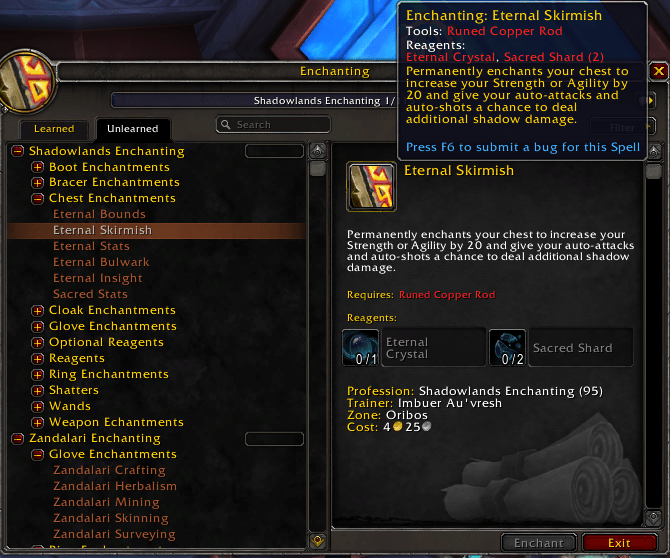 Shadowlands profession previews Enchanting The Lazy Goldmaker