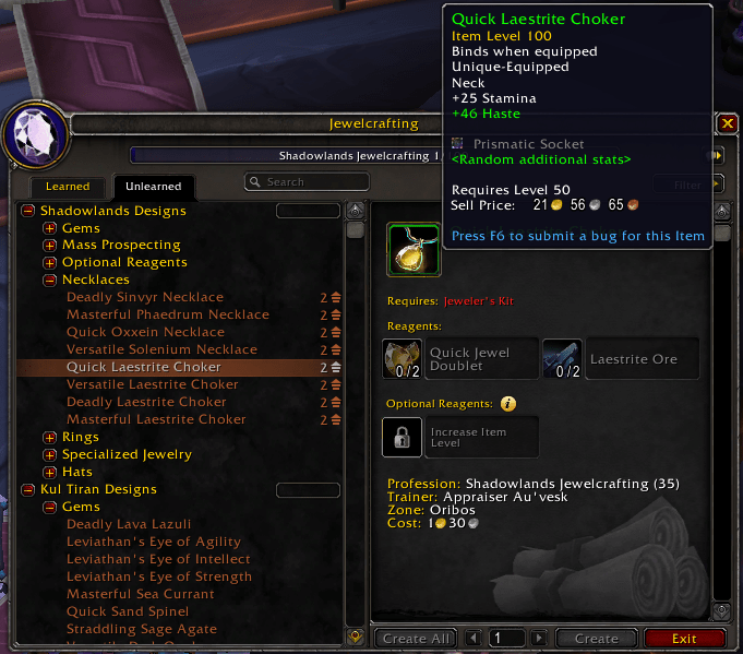 Shadowlands profession previews Jewelcrafting The Lazy Goldmaker