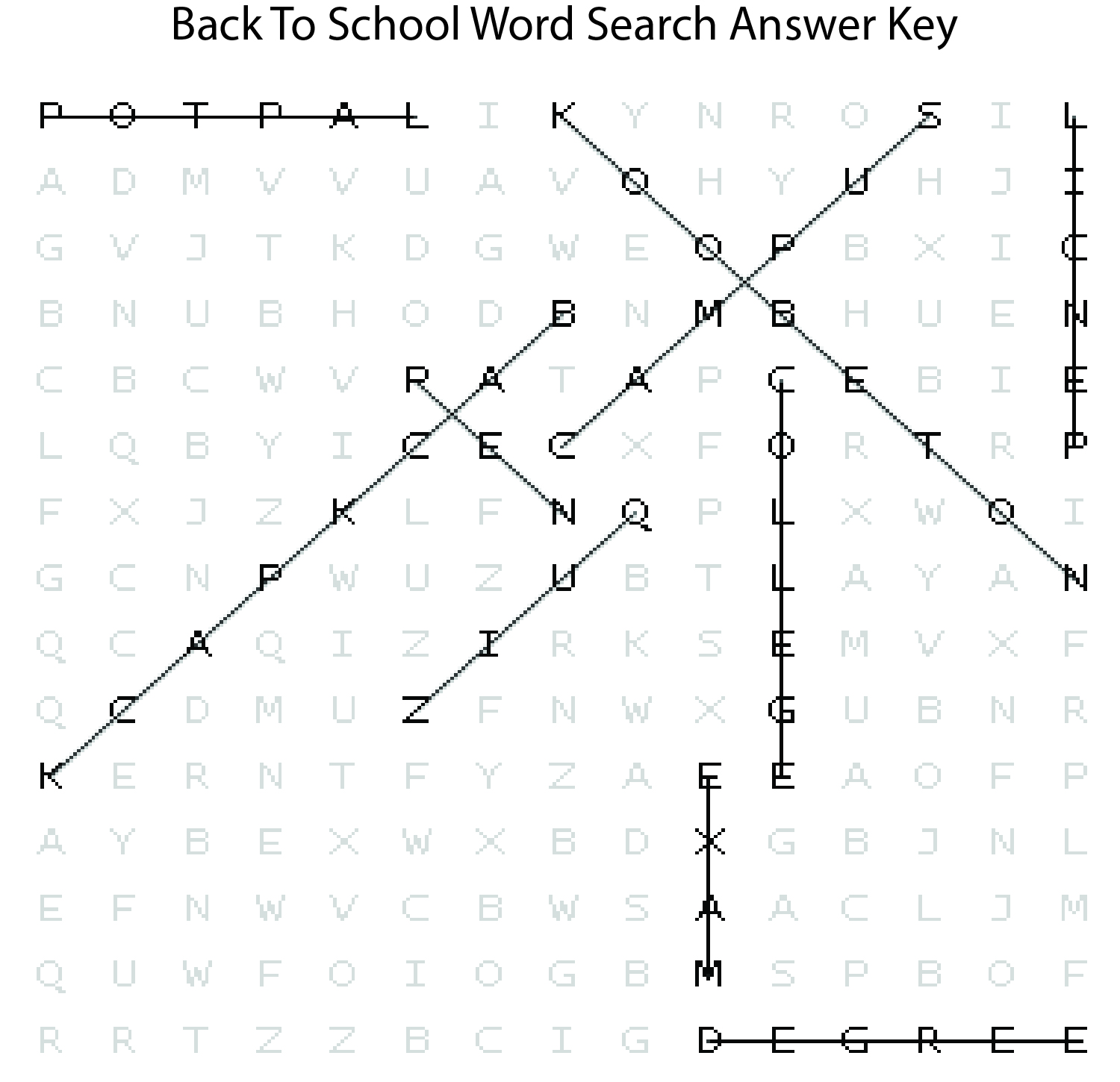 Back to School Word Search Answer Key – The Bridge