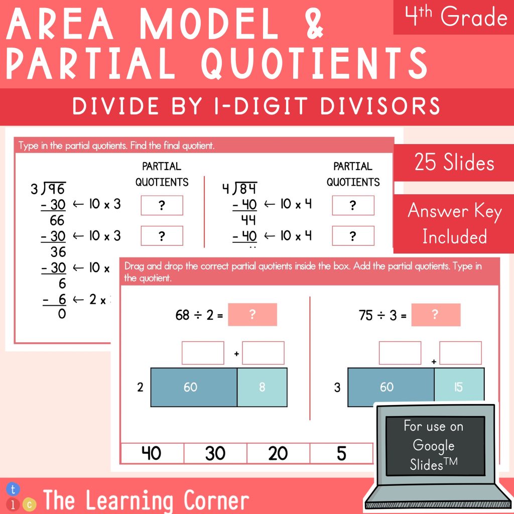 Area Model Division with and without Remainders