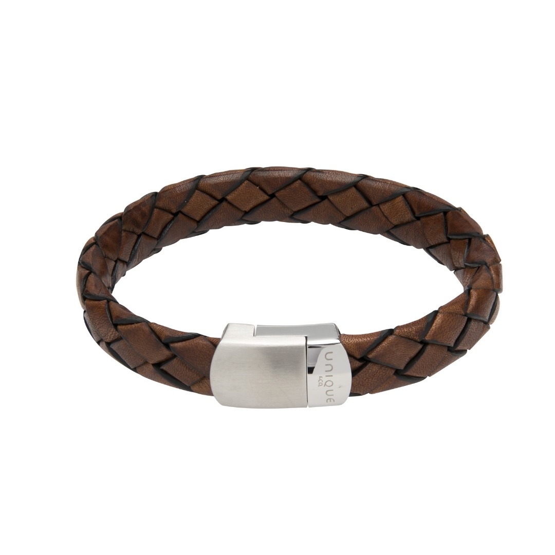 Unique & Co Men's Leather Bracelet with Clasp Antique Brown
