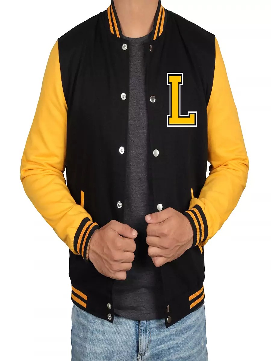 Black and Yellow Letterman Varsity Jacket Theleatherz