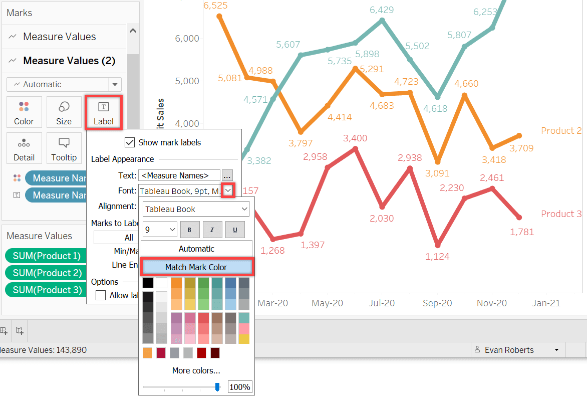 How to Label Measure Values and Names in Tableau The Left Join