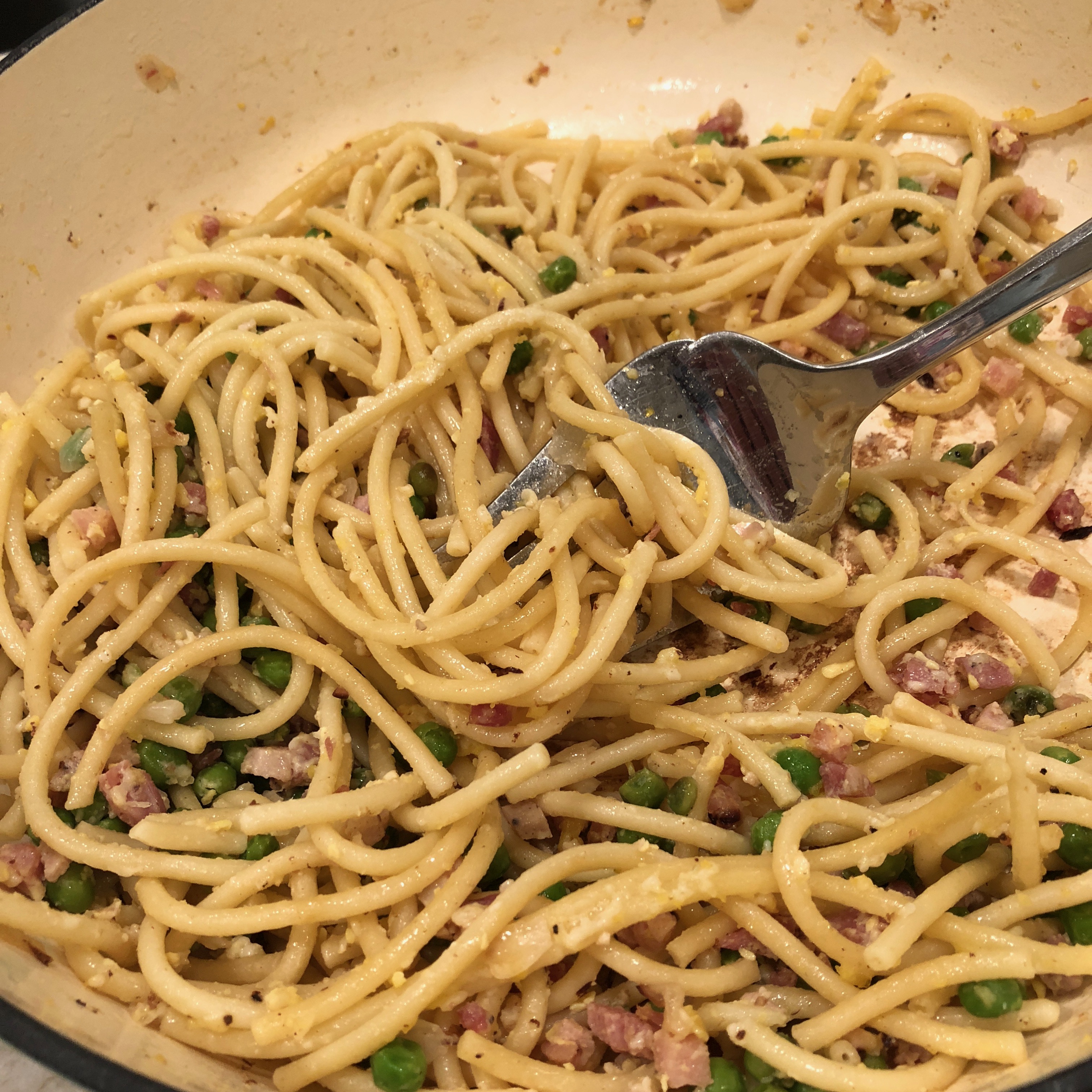 Bucatini Carbonara with Peas The Leigh Factor