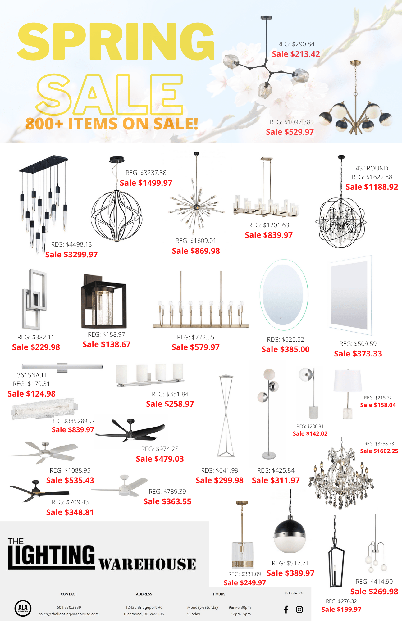 Spring Sale On Now! Lighting Warehouse