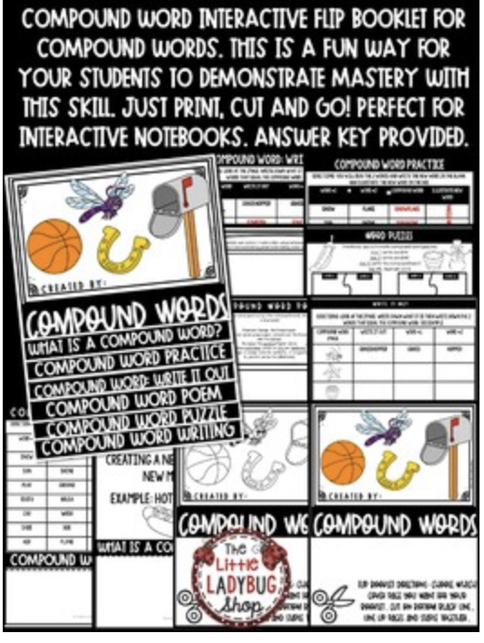 Compound Words Worksheets Activity Flip Book The Little Ladybug Shop