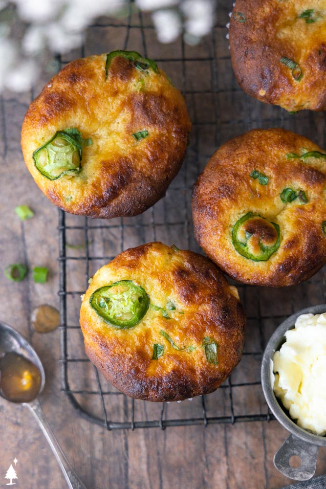 Lightly sweet, fluffy, and full of corn flavor, these keto cornbread muffins are everything the soul craves! Just without the carbs. #ketocornbreadmuffins #lowcarbcornbreadmuffins top view of almond flour corn muffins