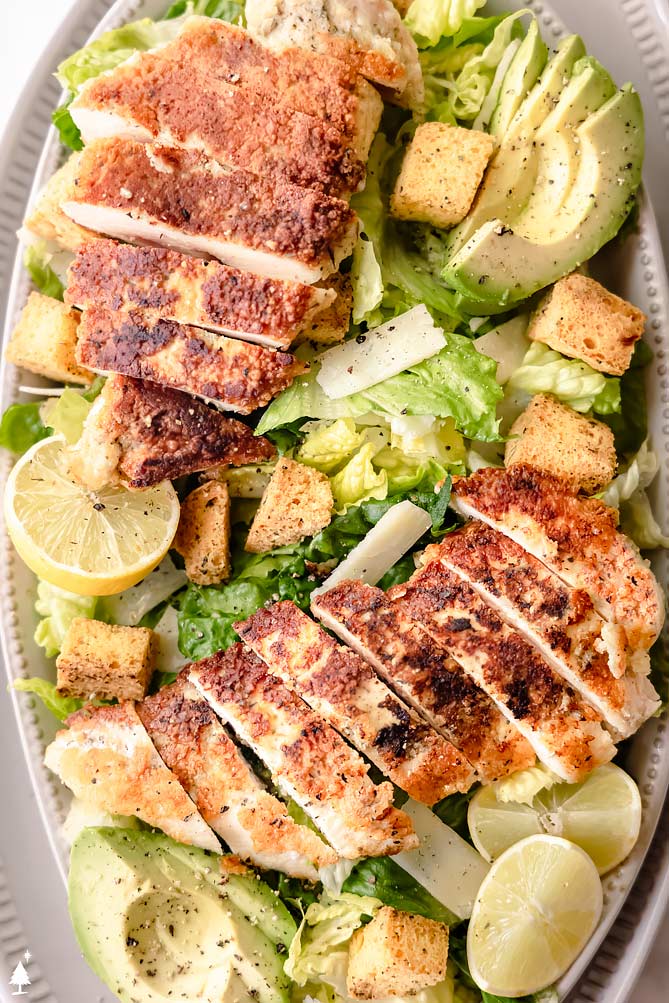 This keto croutons recipe is quick, crisp and the perfect topper to any salad. I make these from my 90-second keto bread. #ketocroutons #lowcarbcroutons closer view of best low carb croutons