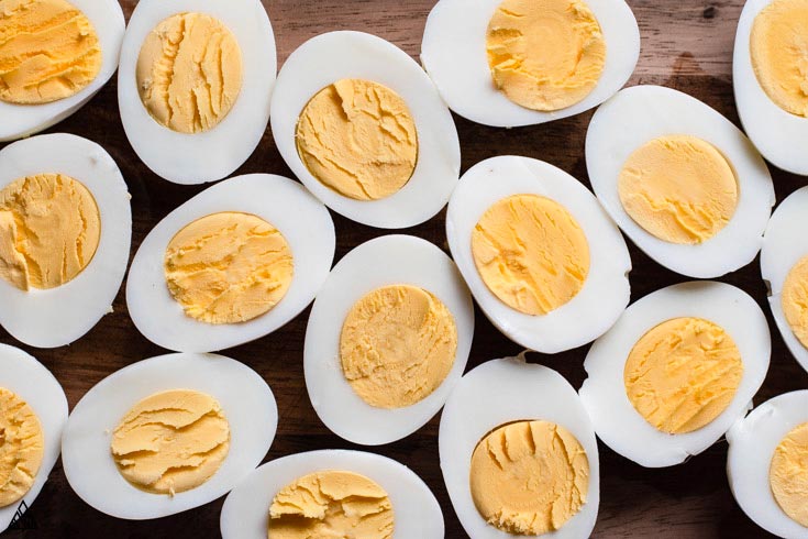 Sliced hard boiled eggs