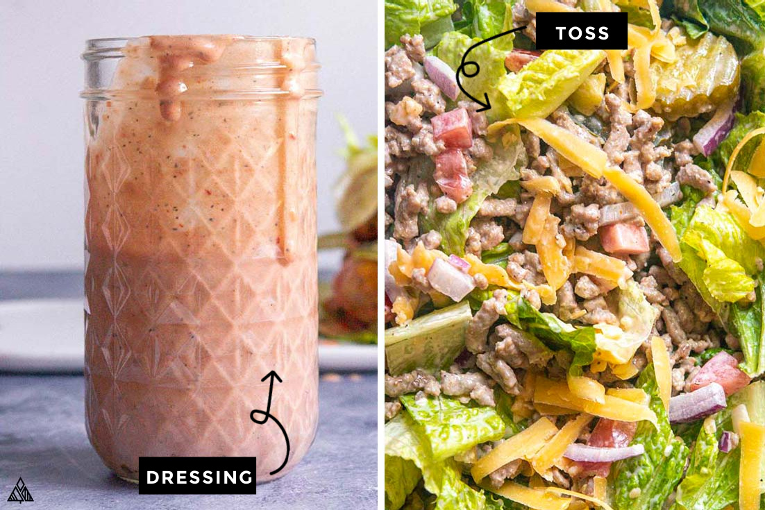 *NEW* This Big Mac Salad is just as addictive as the original. It takes all of the flavor and textures we crave in a Big Mac and turns it into the king of salads. #bigmacsalad #lowcarbbigmacsalad steps for how to make big mac salad